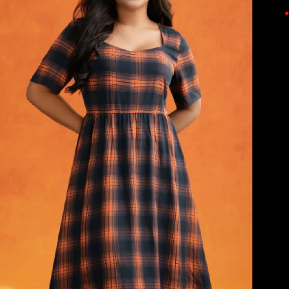 Bloomchic - Stretchy Plaid Midi Dress - size  14-16/ 1X = NEW WITHOUT TAGS